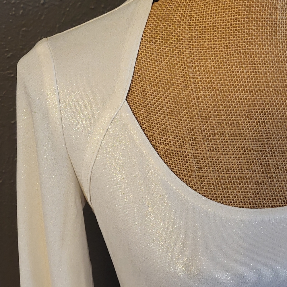 Joseph Ribkoff Size 6 Ivory Shimmer Long Sleeve Pullover Top - Picture 8 of 10